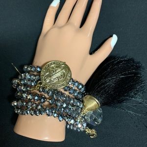 7 Day cristal bracelet with 14k gold plated charms